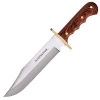 Winchester Large Bowie Knife | 8.75" Blade, Wood and Brass Handle, G1206