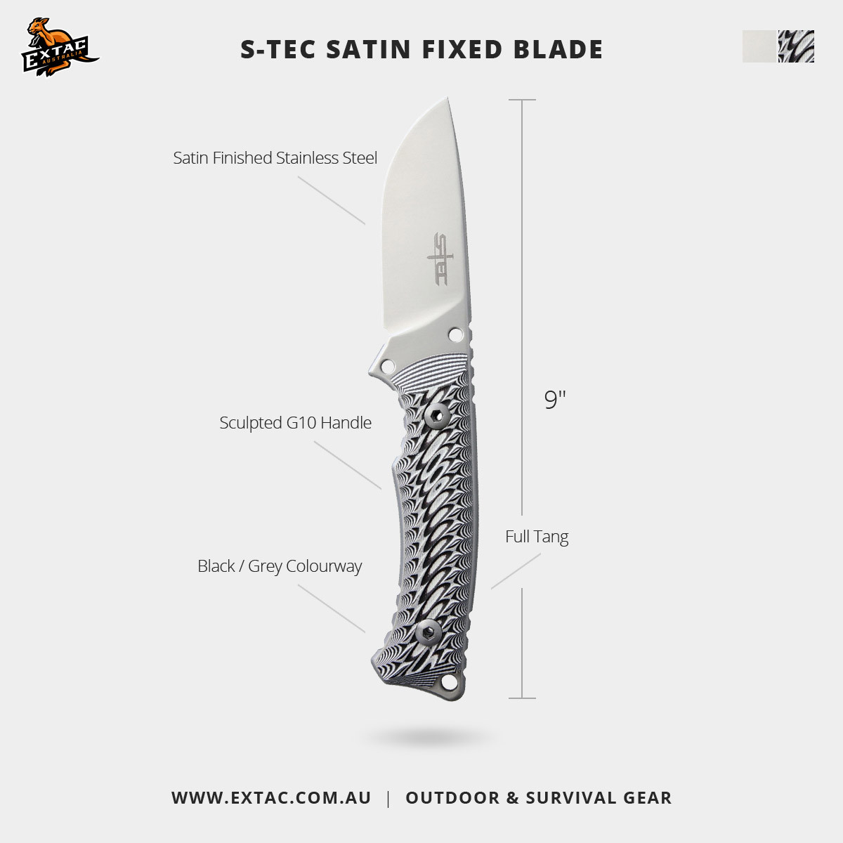 Extac Australia - S-TEC Satin Fixed Blade Knife