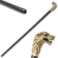 United Cutlery Brass Wolf Cane Walking Stick 95cm