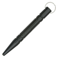 Tapered 5.5" Kubotan Keyring | Black, Grooved Aluminium, CN210784BK