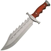Rite Edge Gator Back Wood Full Tang Bowie Knife w/ Nylon Sheath | Stainless Sawback Blade CN211398