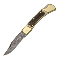 Rite Edge Damascus Filework Folding Hunter Knife | Damascus Steel Clip Blade With File Work, Lockback, DM1040