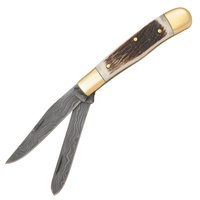 Fox-N-Hound Damascus Trapper Pocket Knife
