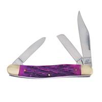 Frost Stockman Folding Pocket Knife | Purple Jigged Bone Handle | Mirror Finish Stainless Blades