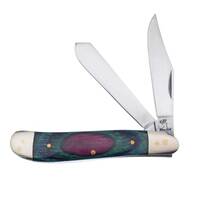 Frost Cutlery Dog Leg Trapper Folding Pocket Knife | Frostwood Handle | Mirror Finish Stainless Blades