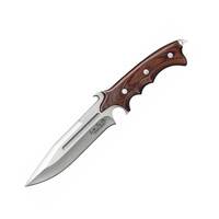 Hibben Combat Fighter Knife II | Stainless Clip Point Blade | Brown Leather Belt Sheath