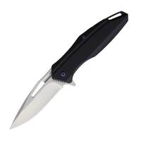 Komoran 032 Linerlock Flipper Folding Pocket Knife | Black G10 Handles