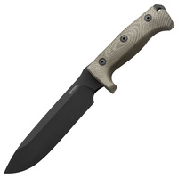 LionSteel M7 Fixed Blade Knife (Black / Green Canvas Micarta)