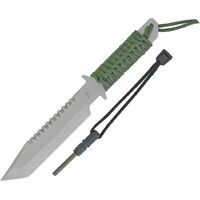 Extreme Edge Tactical Tanto Cord Wrapped Survival Knife w/ Ferro Rod Fire Starter M3371