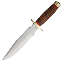 Marbles Adamant Stacked Leather Bowie Fixed Blade Knife
