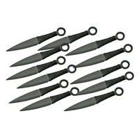Szco 12 Piece Kunai Throwing Knife Set | 6" Overall, Black Stainless Steel, PA3335