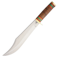 Rough Rider Bowie Knife w/ Stacked Leather Handle