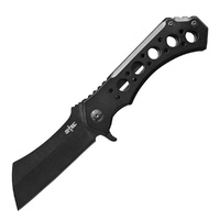 S-TEC Black Cleaver Blade Flipper Folding Knife | 5" Blade, STT004BKL