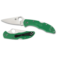 Spyderco Delica 4 Lightweight Green Flat Ground-Plain Blade