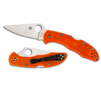 Spyderco Delica 4 Orange Flat Ground - Plain Blade