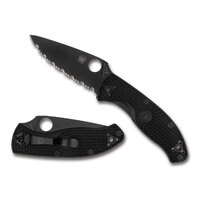 Spyderco Tenacious Black Handle Serrated Black Blade