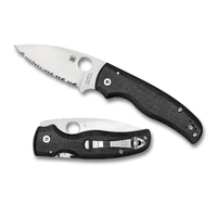 Spyderco Shaman Black Handle Serrated Blade