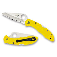 Spyderco Salt 2 H1 Yellow FRN Handle Fully Serrated Blade