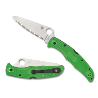 Spyderco Pacific Salt 2 Lightweight Green FRN Fully Serrated Blade