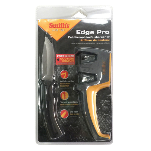 Smith's Edge Pro Combo Knife Sharpener - Comes with Free Fixed Blade Knife