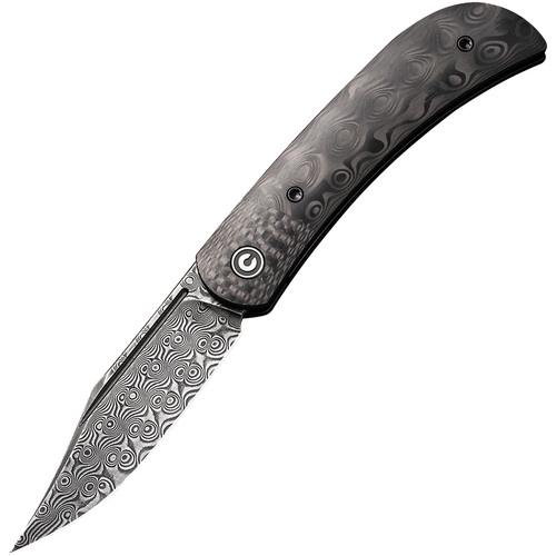 Civivi Appalachian Drifter Linerlock Front Flipper | Damascus Blade Carbon Fiber Handle C19010CDS3