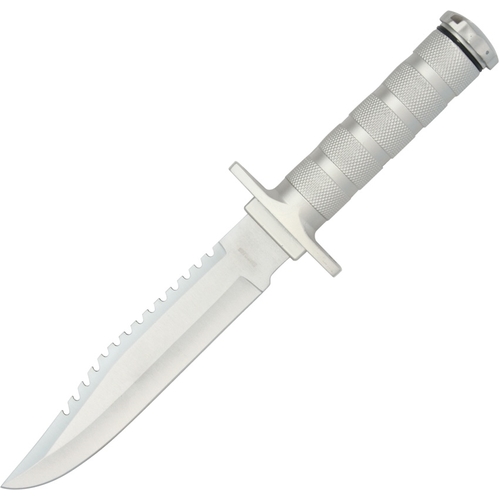 Avenger Retro Style Survival Knife Silver | Hollow Handle w/ Survival Kit CN210681SL