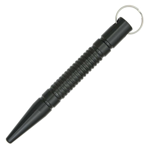 Tapered 5.5" Kubotan Keyring | Black, Grooved Aluminium, CN210784BK