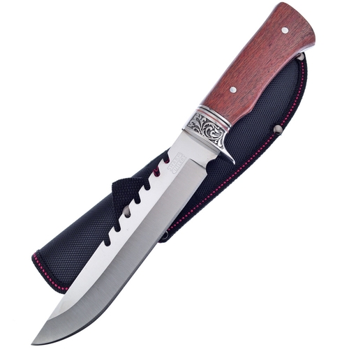 Frost Cutlery Sharps Full Tang Bowie Knife | Pakkawood Handle Black Nylon Sheath FSHP155PW