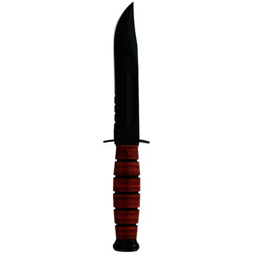 KA-BAR USMC Short Fighting Knife 5.25" Combo Blade with Leather Sheath KA1252