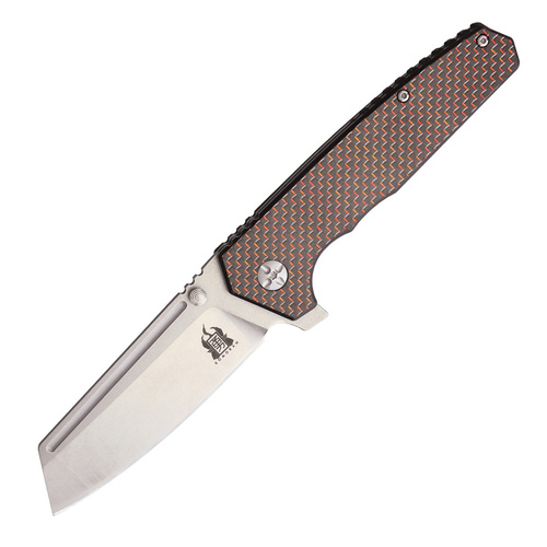 Komoran Linerlock 021 Folding Knife | Red Carbon Fiber, Stonewash Finish, KO021