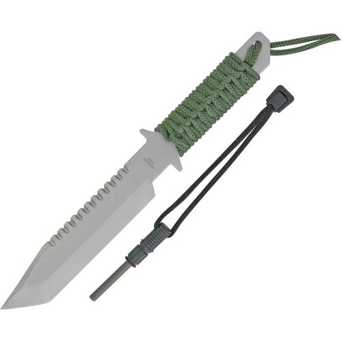 Extreme Edge Tactical Tanto Cord Wrapped Survival Knife w/ Ferro Rod Fire Starter M3371