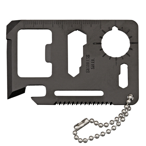 Survival Card | Stainless Steel, Black Finish, 9 Tools-In-One