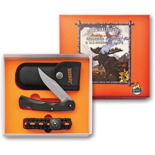 Marbles Brushy Mountain Survival Set | Paracord Bracelet and Folding Knife Combo MR395