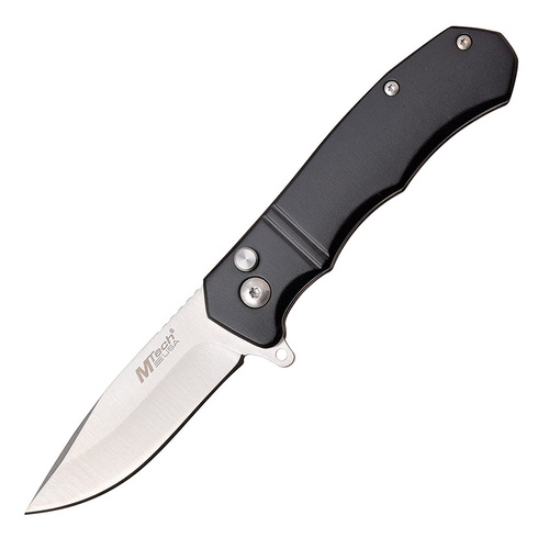 MTech 111 Button Lock Black Folding Knife | 3Cr13 Stainless Steel, Satin Finish, MT1118BK