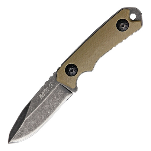 MTech Mini Tactical Neck Knife Tan | 4.75" Overall, 440 Stainless Steel, Stonewashed, MT2030