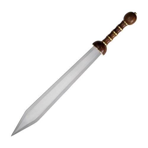Gladiator Combat Collectors Sword | 31.75" Overall, Brown Hardwood Handle, Leather Sheath, PA1123