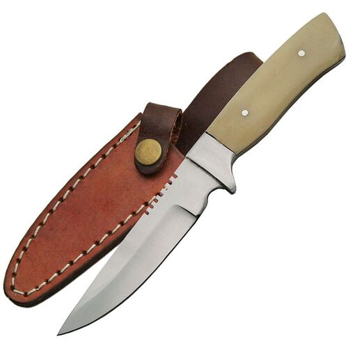 Extreme Edge Outdoorsman Full Tang Hunting Knife w/ Brown Leather Belt Sheath PA3369