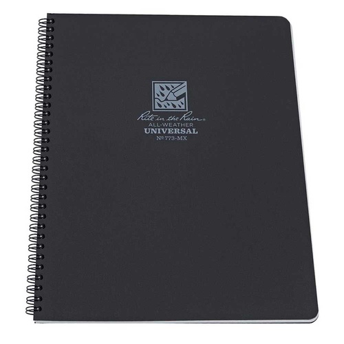 Rite in the Rain Side-Spiral Waterproof Notebook | Black, 8.5" x 11"