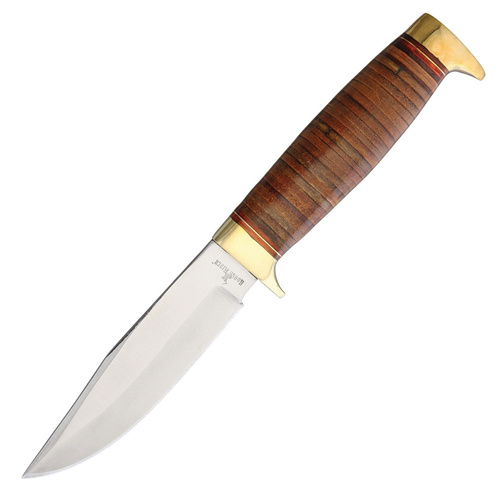 Rough Rider Stacked Leather Hunting Knife | 10" Overall, Clip Point Blade, RR1637