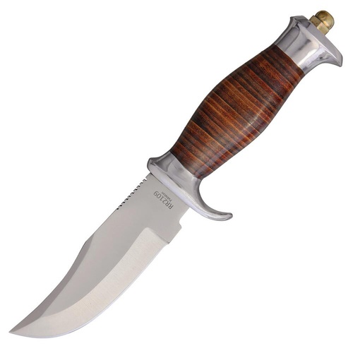 Rough Rider Hunter Stacked Leather Bowie Fixed Blade Knife