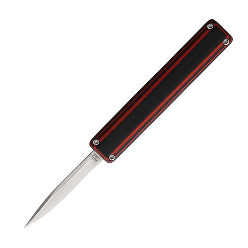 Rough Rider Zipper Slide Lever Manual OTF Folding Knife | Red/ Black G10 Handle RR2242