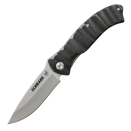 Schrade Linerlock Drop Point Black Folding Knife | 3.5" Blade, Matte Fnish, 9Cr18MoV Steel, SCH221BKCP