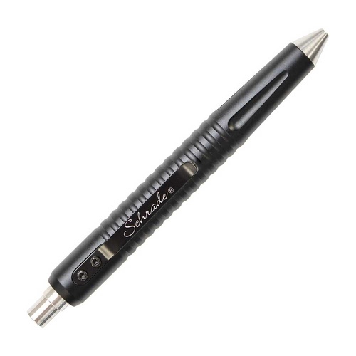 Schrade Push Button Tactical Pen | Black, 5" Overall, CNC Machined, SCHPEN9BK