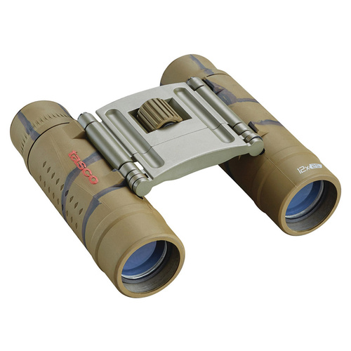 Tasco Essentials Binoculars Camo 12x25 | 288ft @ 100yds, Neck Strap, Carry Case