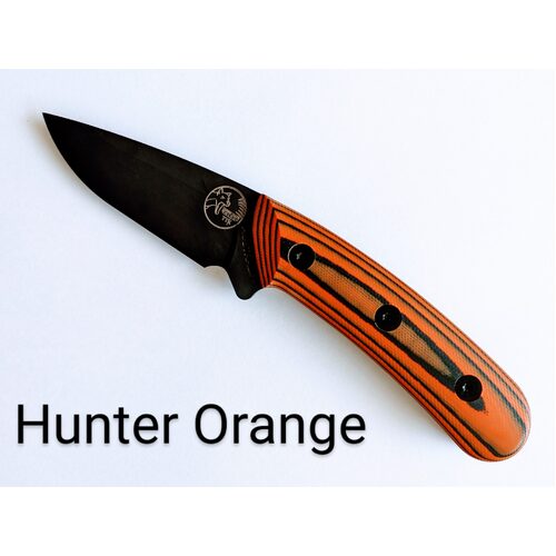 Tassie Tiger Knives Australian Made Fixed Blade Drop Point Knife | Full Tang D2 Tool Steel Blade Orange/ Black G10 Handle