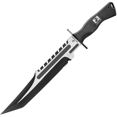 United Cutlery USMC Operation Mako Tactical Sawback Combat Knife w/ Black Nylon Belt Sheath UC3372