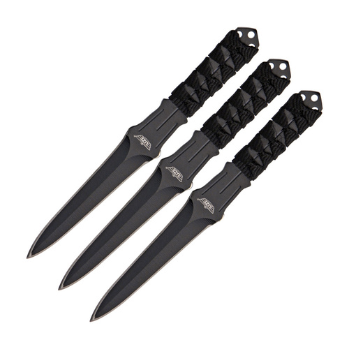Uzi Three Piece Stainless Steel Throwing Knife Set | 6" Overall, Double Edged Dagger Blade, UZIKT03