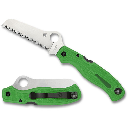 Spyderco Atlantic Salt Lightweight Green FRN Fully Serrated Blade