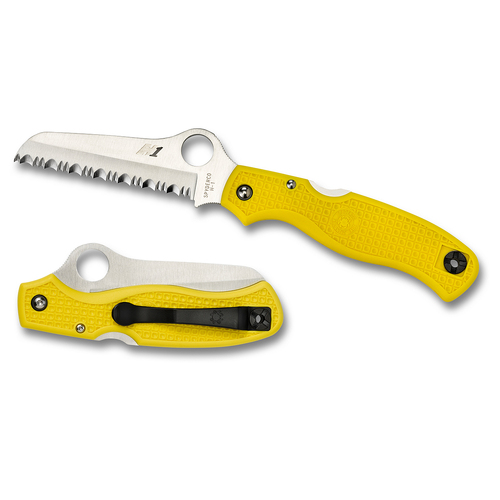 Spyderco Atlantic Salt Rescue Lightweight Yellow FRN Handle H1 Steel Fully Serrated Blade