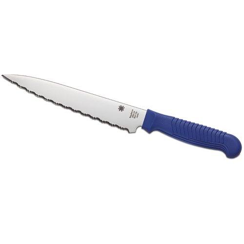 Spyderco Kitchen Utility Blue Handle Fully Serrated Blade